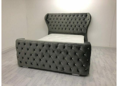 Grijze Chesterfield bed ontworpen slaapkamer meubels Engels gestoffeerd bed