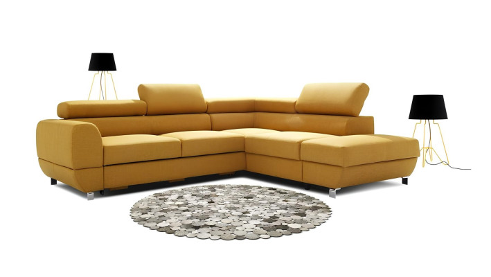 Moderne grijze hoekbank met slaapmechanisme