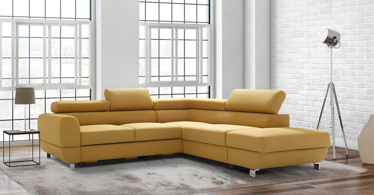 Moderne grijze hoekbank met slaapmechanisme