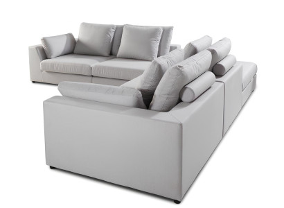 Moderne L-vormige witte hoekbank