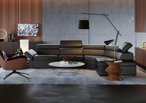 Moderne hoekbank van 100% leer