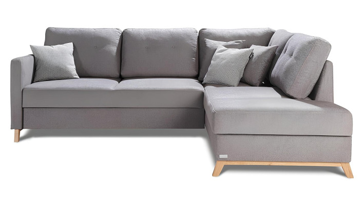 L veida stoffen hoekbank met slaapfunctie, nieuwe hoekbank met opbergruimte voor beddengoed