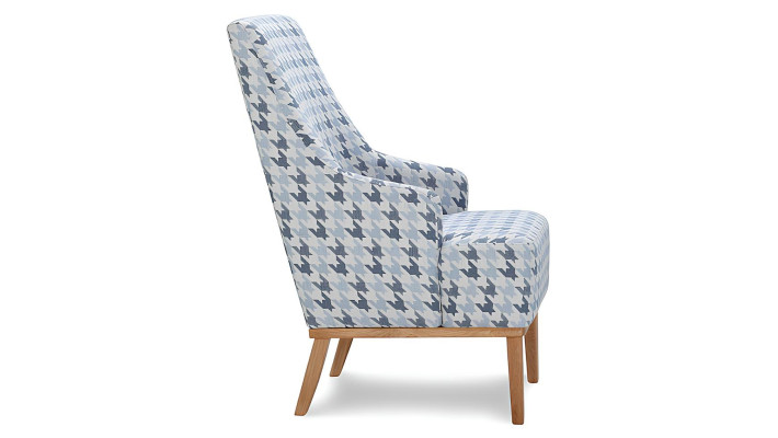 Design stoel van stof en leer voor één persoon in de tv-kamer