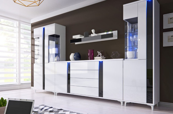 Hoogglans woonkamer kastenwand woonkamerkast vitrine dressoir woonkamerwanden.