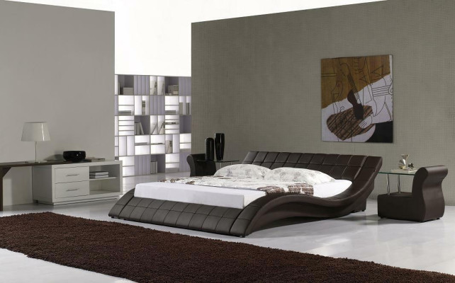 Ontwerper gestoffeerd bed Wit Bed Bedden Lederen bed Tweepersoonsbed Huwelijksbed Designerbed