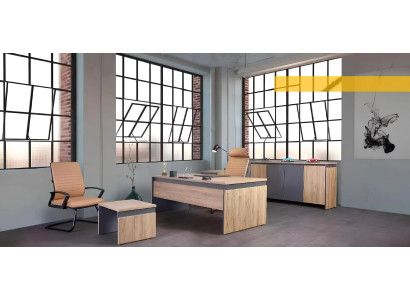 Massief houten bureau set in vier delen