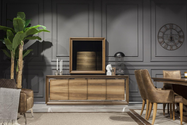 Luxe wandspiegel met modern bruin frame