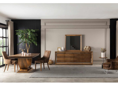 Luxe eettafelset met tafel en stoelen, nachtkastje, 7 delen