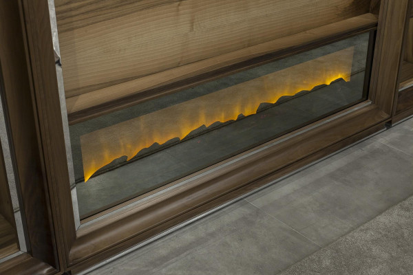 Luxe woonkamerwand, 448 cm, met houten haard