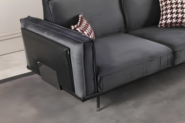 Italiaanse stijl meubels, grijze bank, kussens, loft, 3 delen