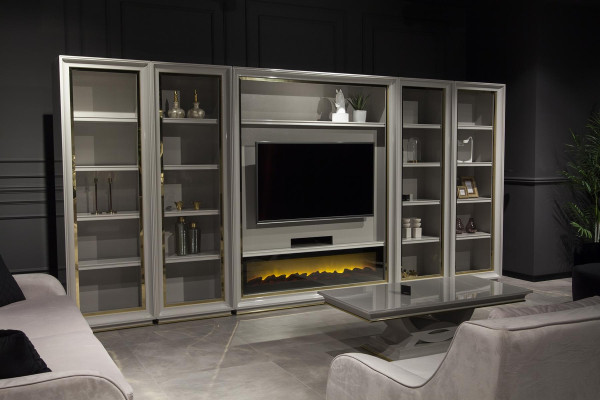 XXL wandkast voor woonkamer met haardontwerp