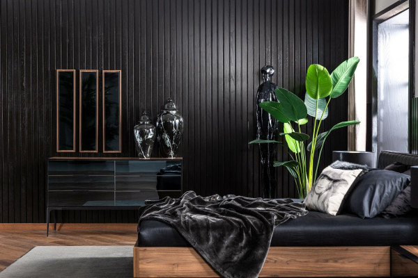 Luxe drievoudige spiegel met bruine lijst