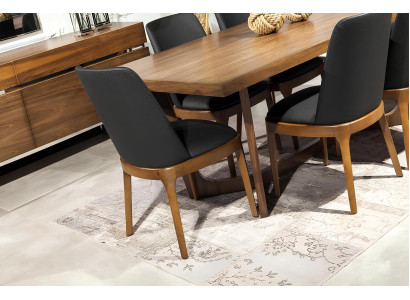 9-delige eetkamer set met tafel, stoelen en meubels