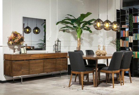 Luxe leren stoel, gestoffeerde stoelen, zwarte keukenmeubels