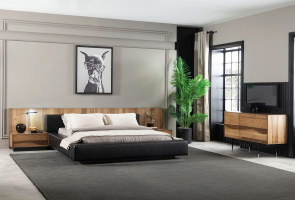 Moderne en luxe slaapkamermeubelset van 4 delen in bruin