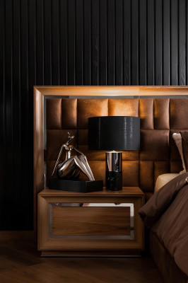 Slaapkamermeubelset met bed + luxe nachtkastjes in bruin