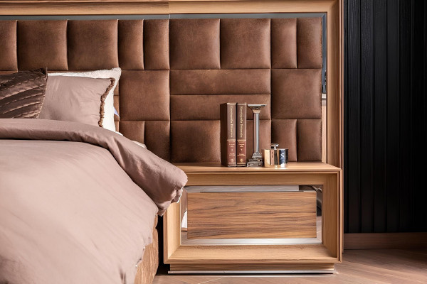 Slaapkamermeubelset, inclusief bed, kast en 2 nachtkastjes, 4 delen.