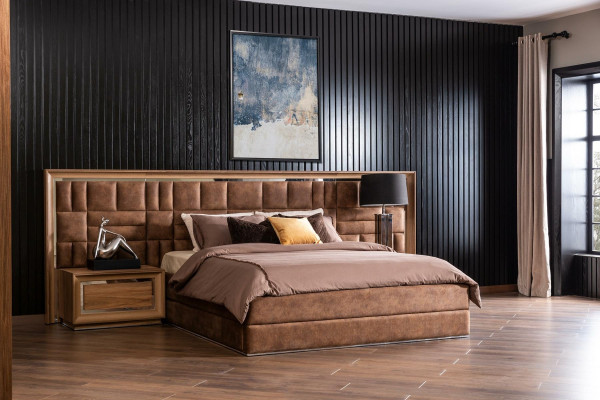 Slaapkamermeubelset, inclusief bed, kast en 2 nachtkastjes, 4 delen.