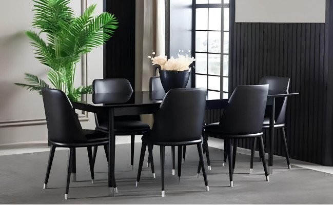 Moderne zwarte keukenmeubelset 8 stuks