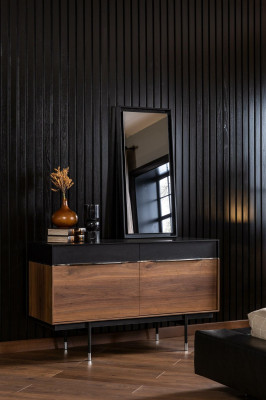 Luxe wandspiegel met zwarte lijst 100x46