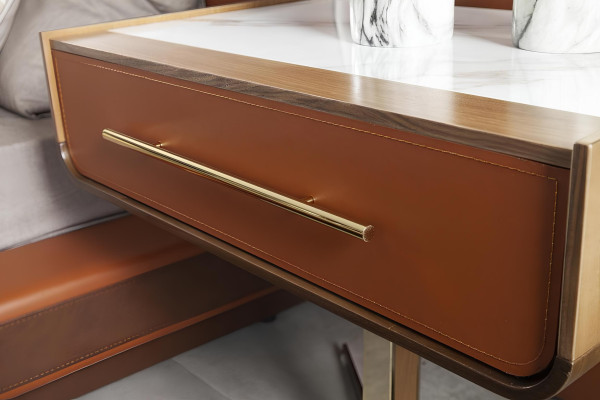 Luxe klei bed set met hoofdeinde, nachtkastje en 4 nachtkastjes