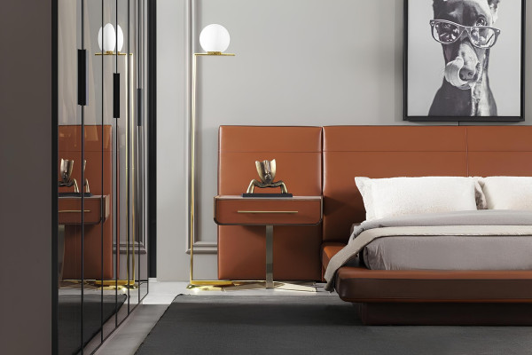 Luxe klei bed set met hoofdeinde, nachtkastje en 4 nachtkastjes
