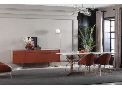 Oranje kastje met lades en planken, XXL nachtkastje, 240 cm buffet