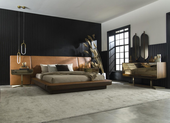 Moderne en luxe uitstraling van kunstleer, comfortabele slaapkamer