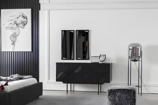 Melnu slaapkamermeubelset in vier delen, luxe set met nieuwe opbergruimte