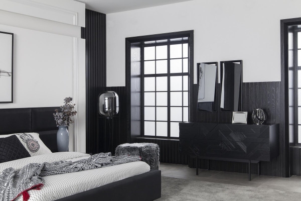 Luxe slaapkamermeubelset met kast, nachttafel en 2 nachttafels 5 st.