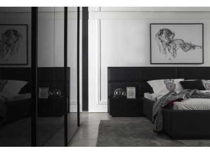 Moderne zwarte gestoffeerde bedframe voor luxe slaapkamers