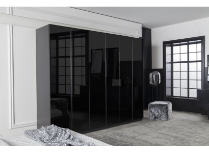 Zwarte houten slaapkamer 264 cm