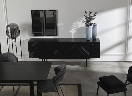 Luxe mobiele kast Mustat 208 cm met spiegel in 2 delen