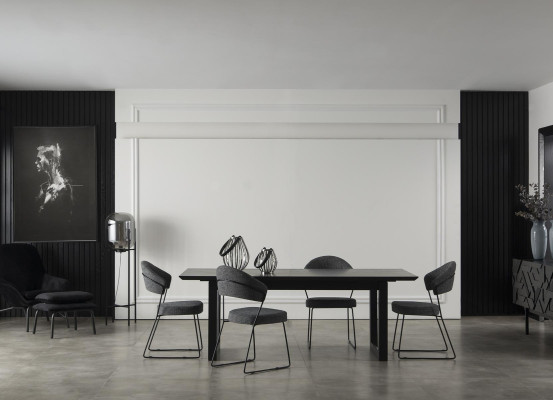 Eetkamermeubelset met tafel en 4 comfortabele stoelen, 5 delen