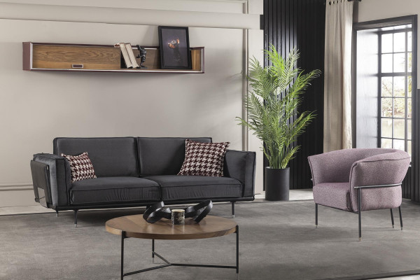 Moderne Italiaanse designbank voor 3+1 personen grijs