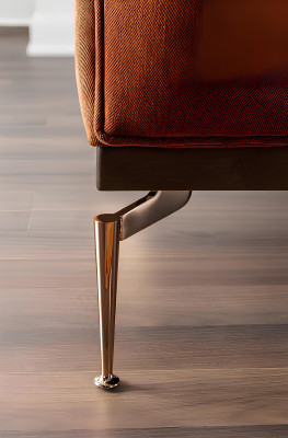 Drie-zits bank in blauw-oranje stof