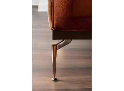 Drie-zits bank in blauw-oranje stof