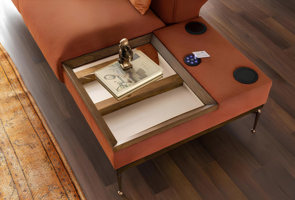 Moderne oranje stoffen tweepersoonsbank 234 cm