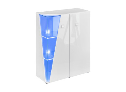 Moderne witte TV-eenheid met vitrinekast