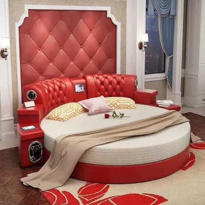 Rond bed, rond ontwerp bedden, dubbel luxe hotel frame slaapkamer.