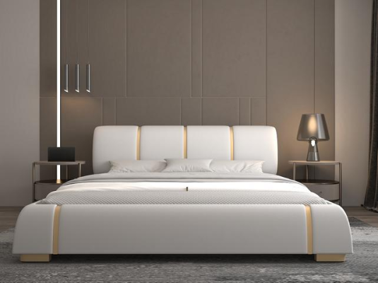 Luxe bed met gouden details Modern ontwerp Stof hoofdbord