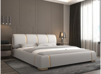 Luxe bed met gouden details Modern ontwerp Stof hoofdbord