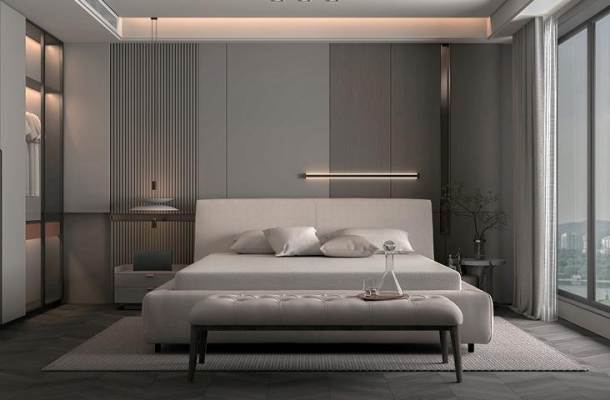 Elegante beige bed met kussen