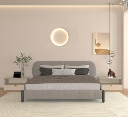 Elegante grijze stoffen bed