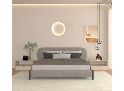 Elegante grijze stoffen bed