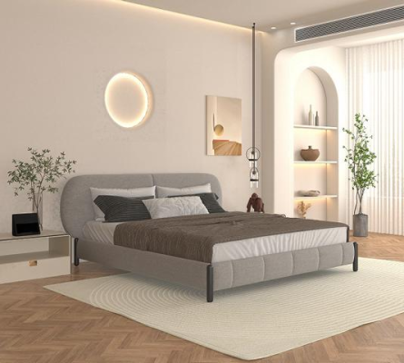 Elegante grijze stoffen bed