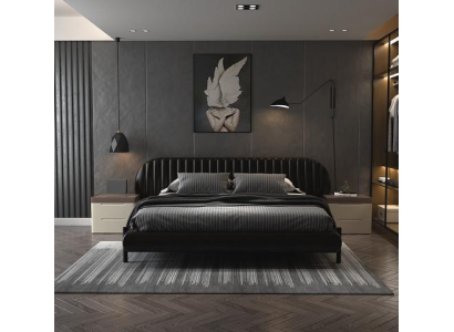 Moderne zwarte bedontwerp met comfortabel slapen