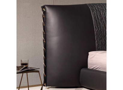 Moderne zwarte bed, gestoffeerd, luxe, exclusief
