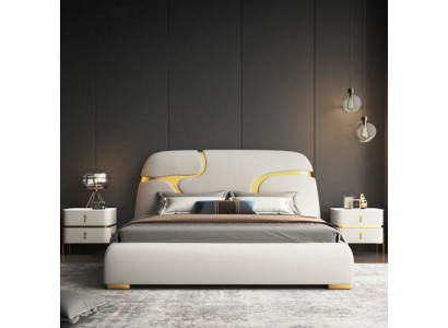 Moderne grijze en gouden bed