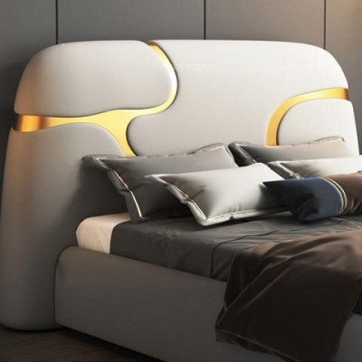 Moderne grijze en gouden bed
